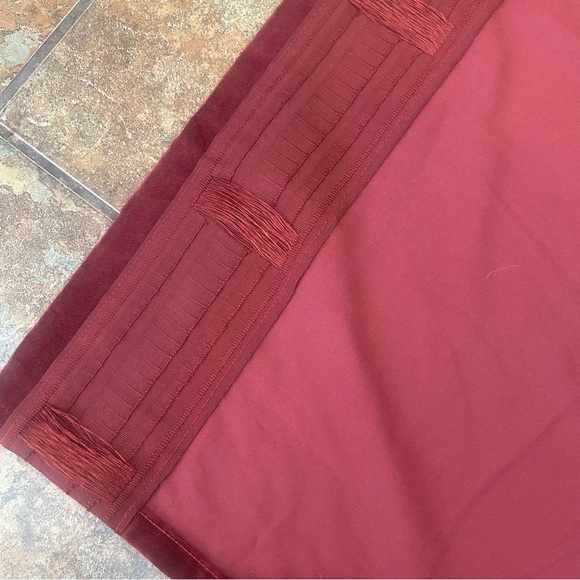 IKEA SANELA Velvet Curtain Panel Set 2 Cranberry Merlot Romantic Goth Cotton - Picture 3 of 5